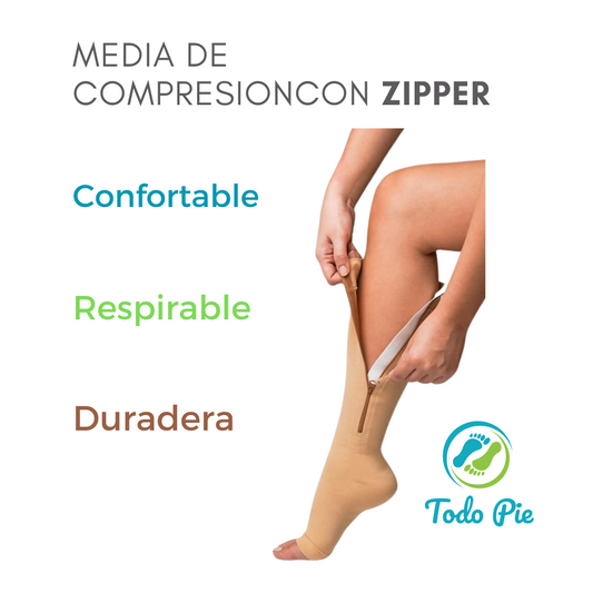 Media de compresión con ZIPPER